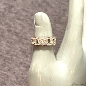 Dazzling Silver Rhinestone Chunky Chain Link Ring, Sz 9